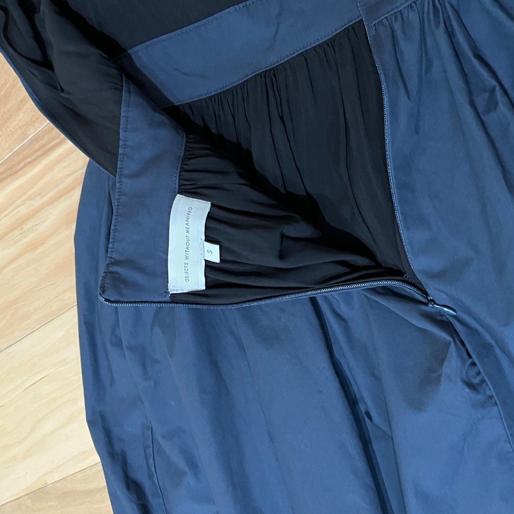 Objects Without Meaning Navy Midi Halter Dress Sm… - image 3